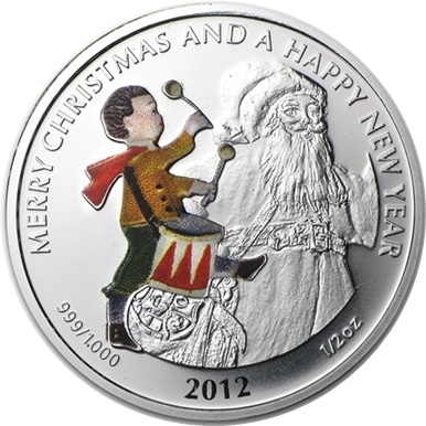 Liberia 1/2 oz Silver Christmas $2 Coin - DRUMMER BOY Coloured